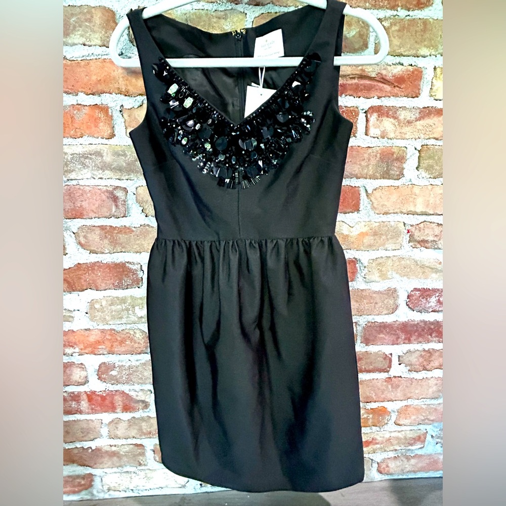 Kate ♠️ Spade New Elegant Black Sleeveless Dress with Embellished Neckline